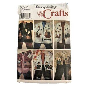 Vintage Simplicity Crafts Sewing Pattern 7032 Applique Jackets Size 12-16 Uncut